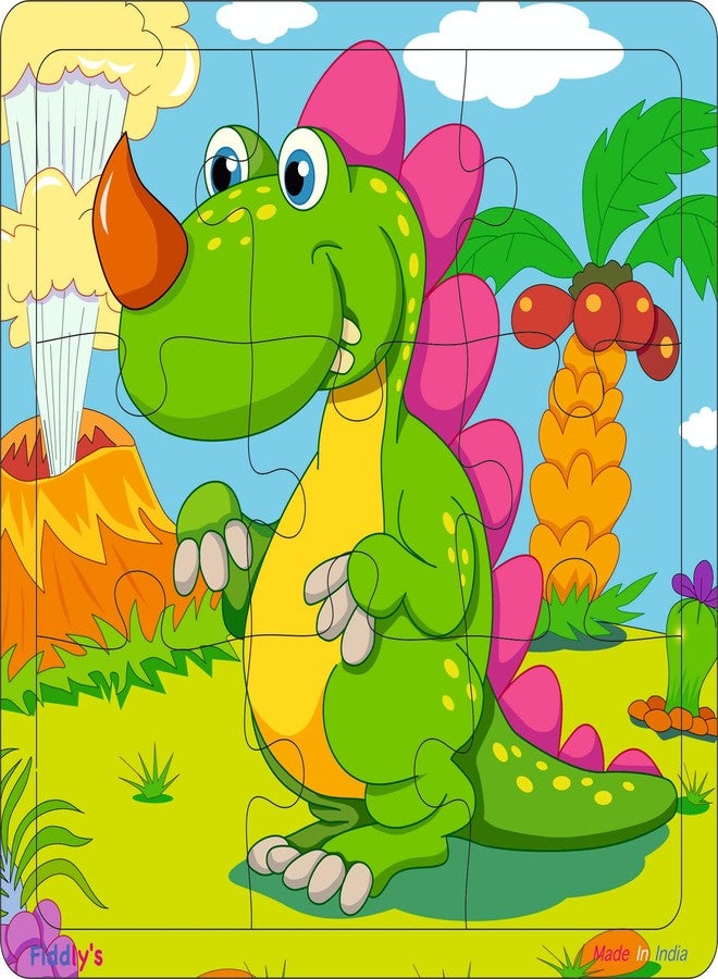 Fiddlys Wooden Jigsaw Puzzles for Kids & Children – 9 Pieces Each, Pack of 3|Double Layered Front & Back Print| Educational Toy for Boys & Girls Age 2 3 4 5 6 Year Old (Dinos Pack of 3) - Image 4