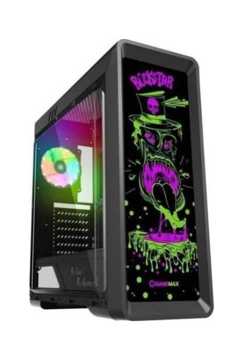 GAMEMAX Mid Tower Rock Star RGB controller and front led light changs multi-colors, USB3.0 port on top for fast datatransfer