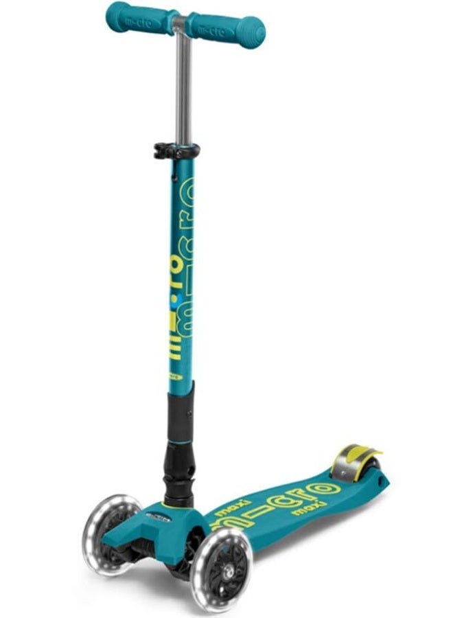 Micro Kickboard - Maxi Deluxe Foldable LED - Three Wheeled, Lean-to-Steer, Fold-to-Carry Swiss-Designed Micro Scooter for Kids with Motion-Activated Light-Up Wheels for Ages 5-12