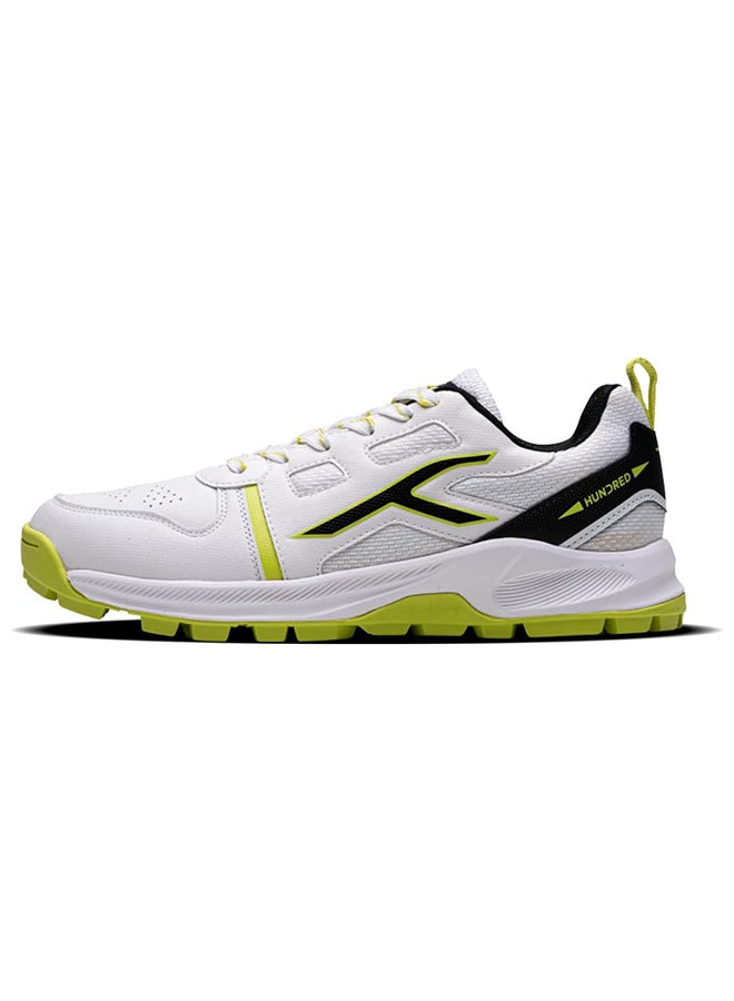 HUNDRED HyperTurf Cricket Shoes | TerraSpike Rubber Studs | Embedded Support Plate for Stability | Lightweight & Durable | Ideal for Turf, Ground & Hard Surfaces (White/Lime/Black ; UK 12) - Image 1