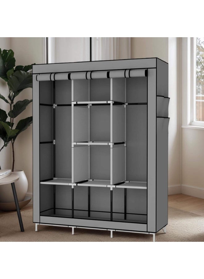 DubaiGallery Large Capacity Bedroom Wardrobe Closet with Strong Metal Structure, Easy Assembly Design, Multi Functional Storage Shelves and Hanging Areas for Neatly Organizing Clothes, Towels, Bags and Accessories 130x175x45cm - Image 3