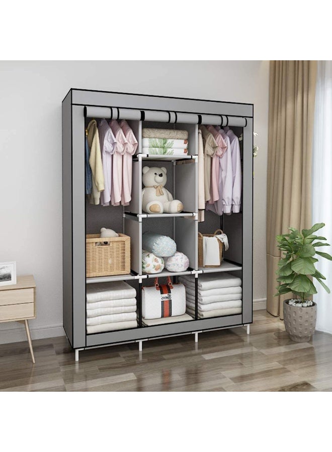 DubaiGallery Large Capacity Bedroom Wardrobe Closet with Strong Metal Structure, Easy Assembly Design, Multi Functional Storage Shelves and Hanging Areas for Neatly Organizing Clothes, Towels, Bags and Accessories 130x175x45cm - Image 4