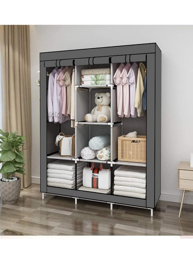 DubaiGallery Large Capacity Bedroom Wardrobe Closet with Strong Metal Structure, Easy Assembly Design, Multi Functional Storage Shelves and Hanging Areas for Neatly Organizing Clothes, Towels, Bags and Accessories 130x175x45cm - Image 1