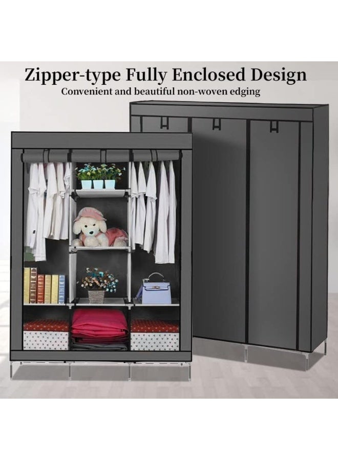DubaiGallery Large Capacity Bedroom Wardrobe Closet with Strong Metal Structure, Easy Assembly Design, Multi Functional Storage Shelves and Hanging Areas for Neatly Organizing Clothes, Towels, Bags and Accessories 130x175x45cm - Image 2