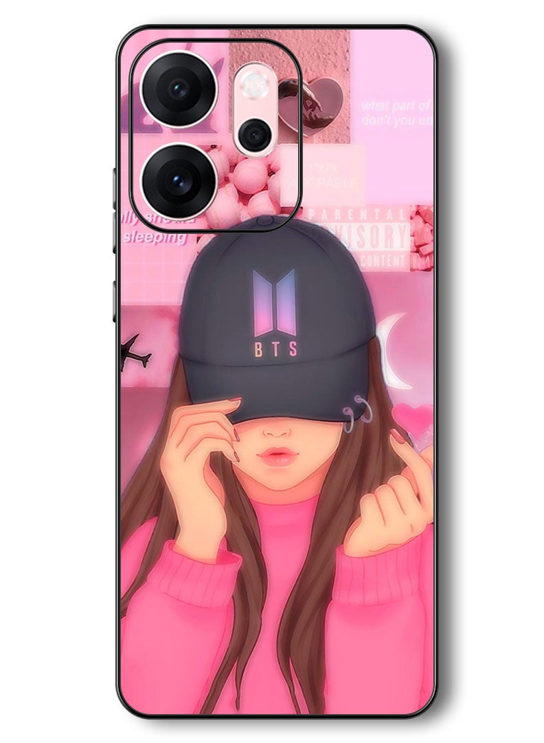 Theodor Case Compatible with Oppo Reno 14 F 6.57 Inch Protection Shockproof Bumper Cover Girl BTS Cap Snap - Image 1