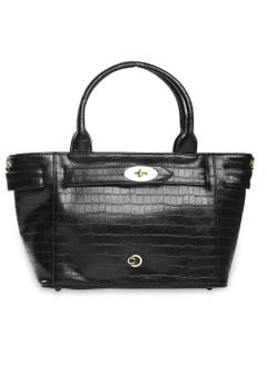CAPRESE Caprese Treza Croco Black Faux Leather Medium Satchel Bag  - Image 1
