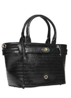 CAPRESE Caprese Treza Croco Black Faux Leather Medium Satchel Bag  - Image 3