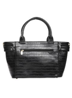 CAPRESE Caprese Treza Croco Black Faux Leather Medium Satchel Bag  - Image 4