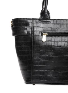 CAPRESE Caprese Treza Croco Black Faux Leather Medium Satchel Bag  - Image 5