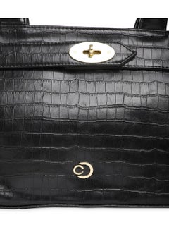 CAPRESE Caprese Treza Croco Black Faux Leather Medium Satchel Bag  - Image 2