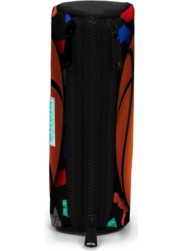 كورال هاي Kids Three Compartment Pencil Bag with Black Basketball Ball 22321
