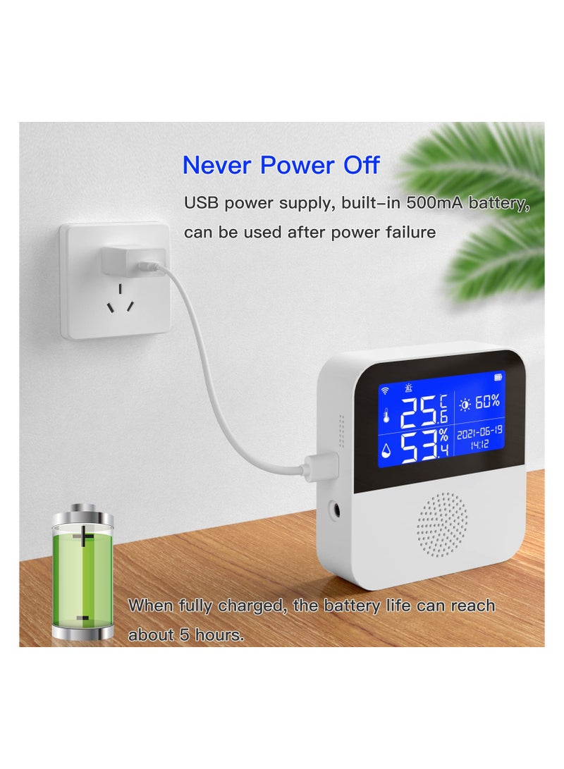 واي فاي استشعار درجة الحرارة مع التحقيق الخارجي للماء ، تويا ذكي درجة الحرارة والرطوبة رصد مع الخلفية شاشة الكريستال السائل ، رصد عن بعد ل حاضنة قبو النبيذ - Image 3