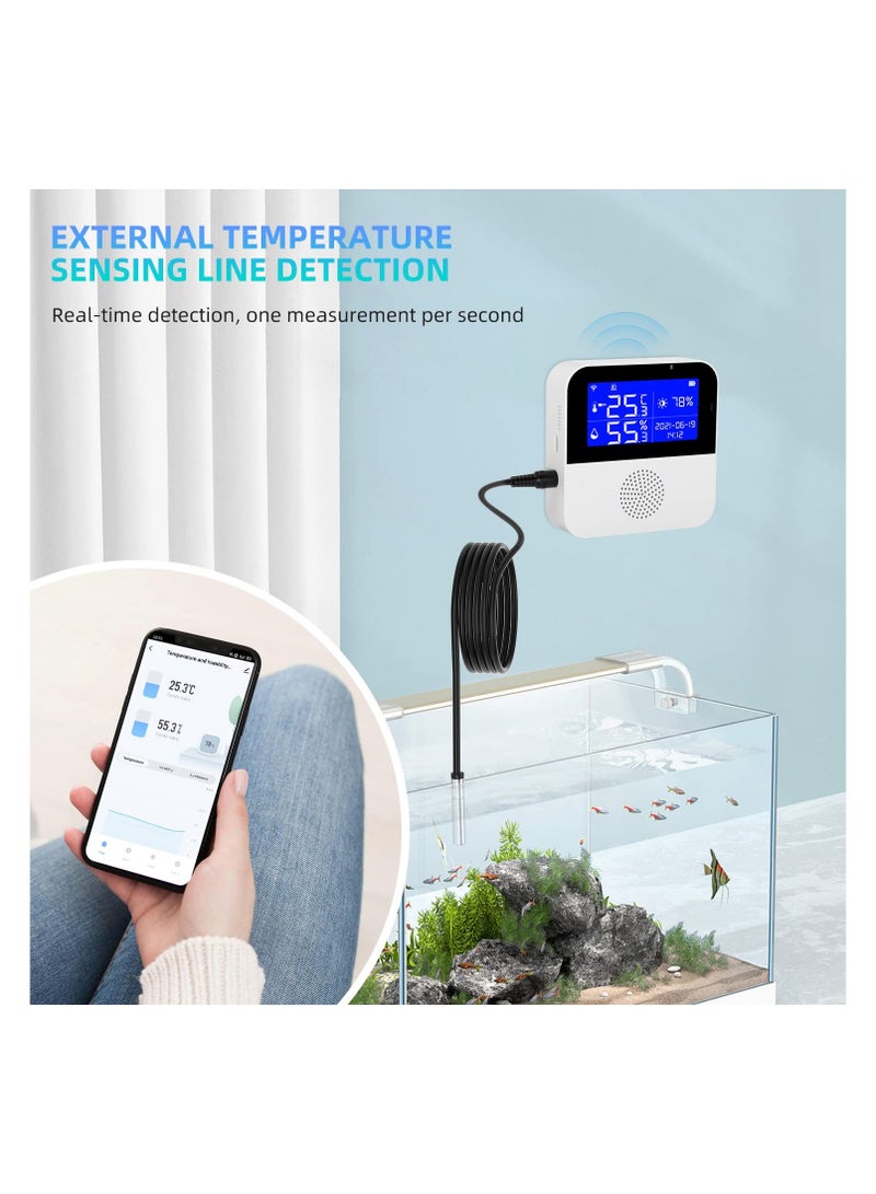واي فاي استشعار درجة الحرارة مع التحقيق الخارجي للماء ، تويا ذكي درجة الحرارة والرطوبة رصد مع الخلفية شاشة الكريستال السائل ، رصد عن بعد ل حاضنة قبو النبيذ - Image 4