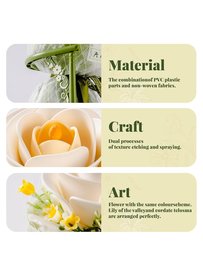 Robotime ROKR White Camellia DIY 3D Puzzle Model AF011 Premium Building Kits for Adults & Teens - Decorative Home Décor, Ramadan & Holiday Gift (Eid and Birthday) for Puzzle Enthusiasts, Stress Relief STEM Project - Image 3