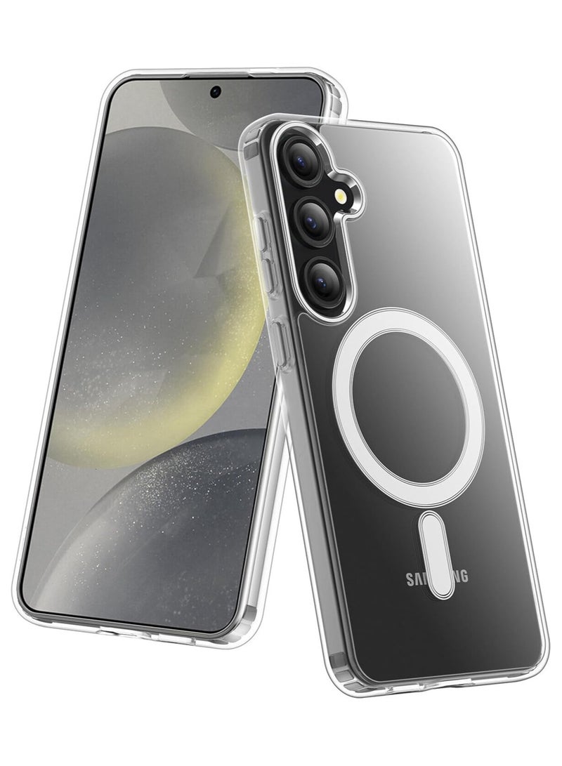 DUSALA Samsung Galaxy S25 Clear Magnetic Cover Mag Safe Compatible Clear Hard Back Case Shockproof TPU Frame Edge Bumper Slim Transparent Case for Samsung Galaxy S25 - Image 2