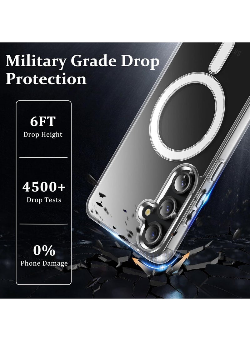 DUSALA Samsung Galaxy S25 Clear Magnetic Cover Mag Safe Compatible Clear Hard Back Case Shockproof TPU Frame Edge Bumper Slim Transparent Case for Samsung Galaxy S25 - Image 3