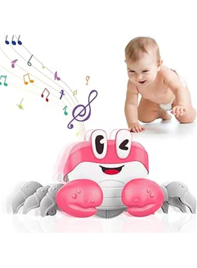 Mucek Crab Baby Toy from 1 2 3 Years, Crawling Crab with Automatic Obstacles Avoid Function Music and Light, Crawling Toy from 6 7 8 9 10 Months for Boys Girls Gift
