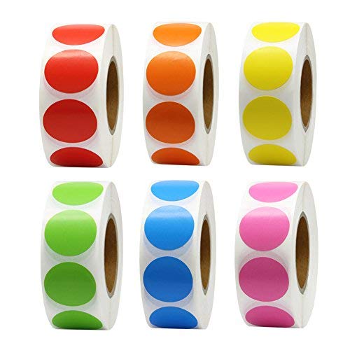 Hcode 1 Inch Color Coding Label Garage Sale Blank Yard Sale Price Stickers Round Colorful Permanent Adhesive Dots Stickers Glossy Writable Paper Labels 6000 Pieces