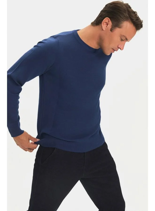 JUNE June Men Regular Fit Crew Neck Knitwear Sweater Indigo