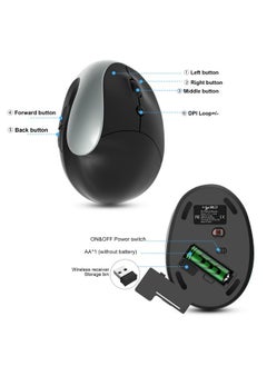 Rock Pow 2.4G Wireles Vertical Mouse Ergonomic Mice 3-gear Adjustable DPI Compatible with PC laptop MacBook  - Image 5