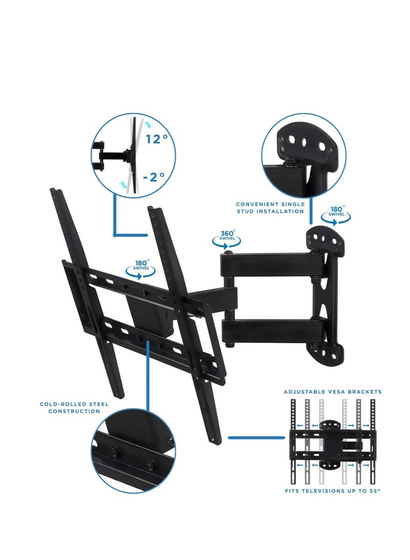 Enhance Your TV Setup with the Mount-It! Full Motion Corner TV Wall Mount Bracket: Perfect for VESA 400 x 400 TVs, Extendable Arm for Articulation, Swivel, Tilt - Ideal for 32-50 Inch TVs, Supports up - Image 3