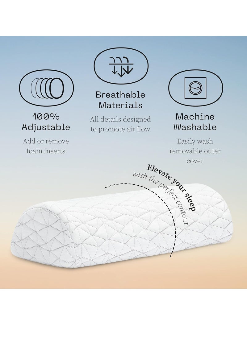 Coop Home Goods - Coop Home Goods Four Position Adjustable Support Pillow, Half-Moon Form with Insert, Memory Foam Knee Pillow, Leg Pillow, Neck Pillow, Lumbar Pillow - Wedge Pillow for Neck, Back & Pressure Points - Image 1