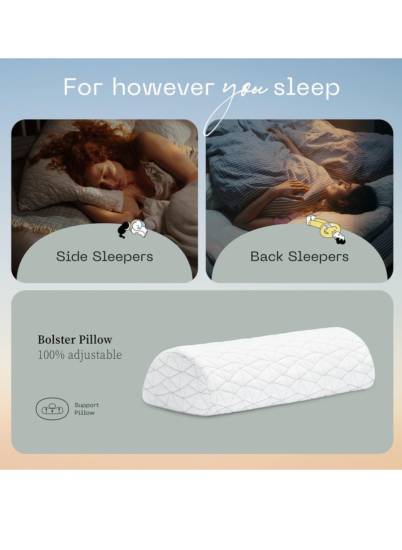 Coop Home Goods - Coop Home Goods Four Position Adjustable Support Pillow, Half-Moon Form with Insert, Memory Foam Knee Pillow, Leg Pillow, Neck Pillow, Lumbar Pillow - Wedge Pillow for Neck, Back & Pressure Points - Image 1