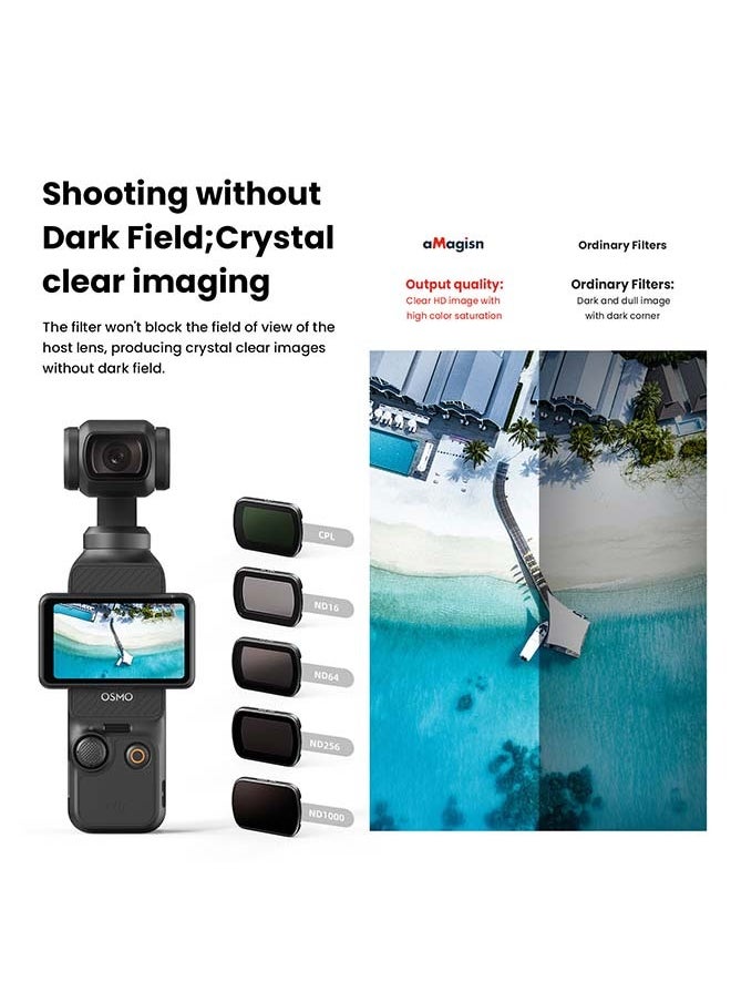 aMagisn - aMagisn Premium Filters and Protective Lens for DJI Osmo Pocket 3 - Essential Accessories for Action Cameras (ND16/64/256/1000+ CPL) - Image 1