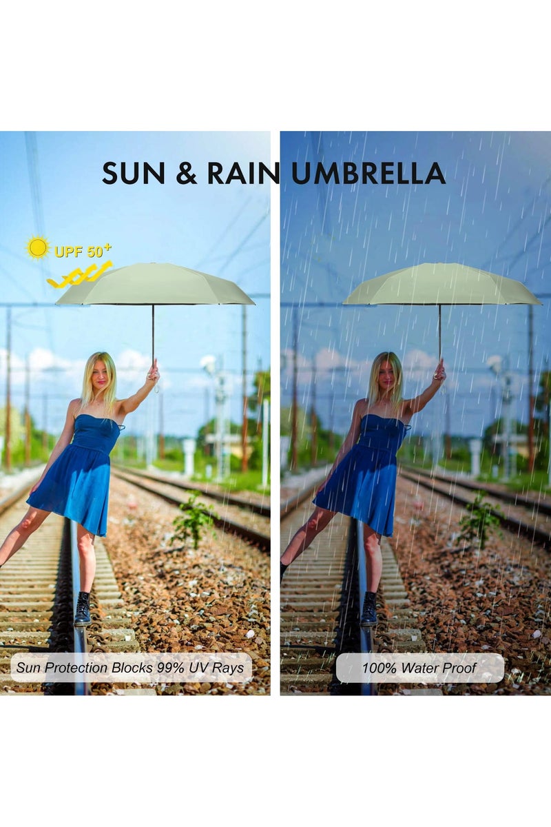 Flushrenic Mini umbrella, foldable travel UV protection portable pocket umbrella, comes with capsule storage box, waterproof, windproof, quick-drying, ultra-lightweight foldable umbrella, suitable for rainy days and sunny days, suitable for men and women for travel and outdoor use (mint green) - Image 5