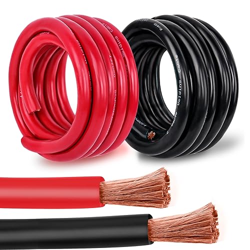 Kimbluth 2 Gauge Battery Cable Copper Wire, 10FT Red+10FT Black 2 AWG Welding Cable Standard USA OFC Wire for Automotive, Battery, Solar, Marine and Generator - Image 1