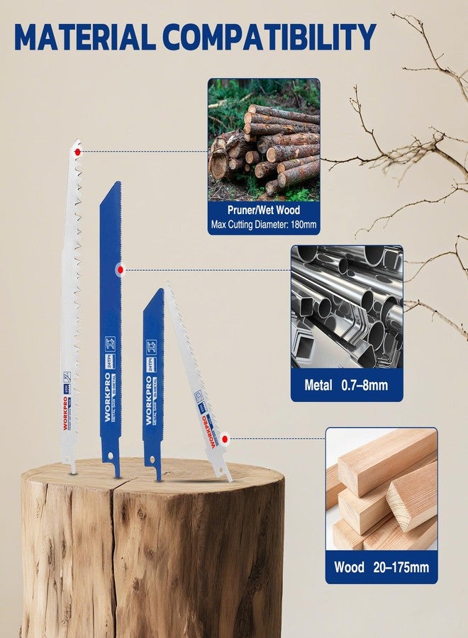 ووركبرو مجموعة شفرات المنشار الترددي WORKPRO المكونة من 32 قطعة - شفرات منشار معدنية/خشبية، شفرات منشار تقليم مع حقيبة تنظيم - Image 4