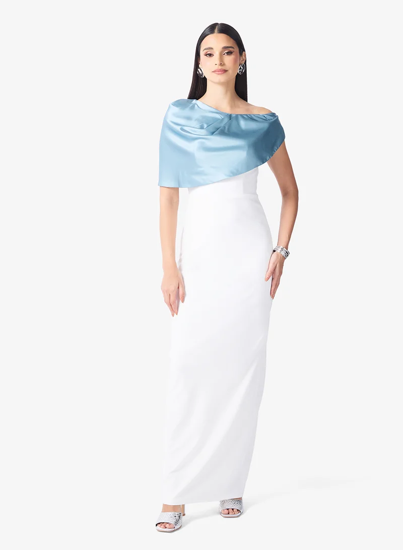 Namshi x  Assymetric Shoulder Draped Two Tone Dress for Women | Best Price UAE