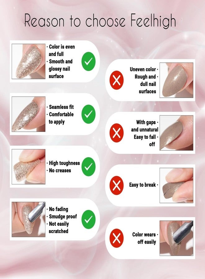 FEELHIGH 24 Press On Nails - Reusable Stick-On Tips with Jelly Glue, 12 Sizes Kit for Women & Girls (17) - Image 5