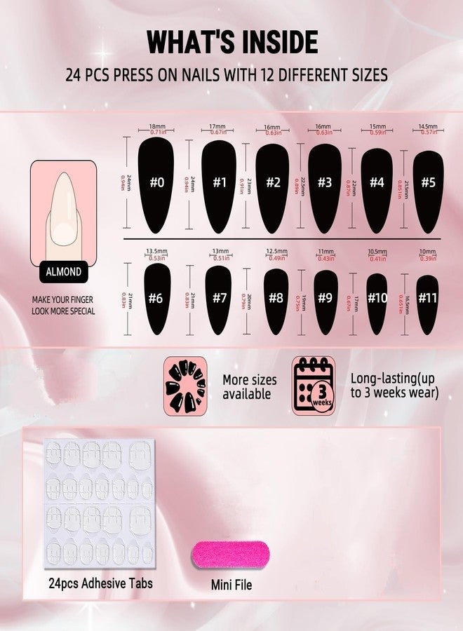 FEELHIGH 24 Press On Nails - Reusable Stick-On Tips with Jelly Glue, 12 Sizes Kit for Women & Girls (17) - Image 2