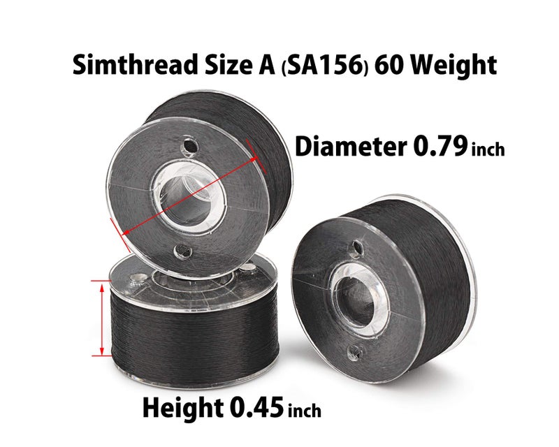 Simthread 25pcs Black Prewound Bobbin Thread Size A Class 15 (SA156) 60WT with Clear Storage Plastic Case Box 70D/2 for Brother Embroidery Thread Sewing Thread Machine DIY - Image 3