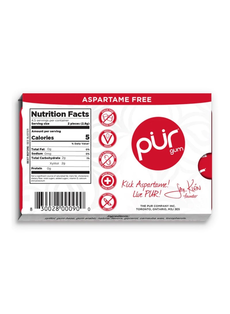 Pur Aspartame And Sugar Free Cinnamon Chewing Gum With Xylitol 9 Pieces - Image 2