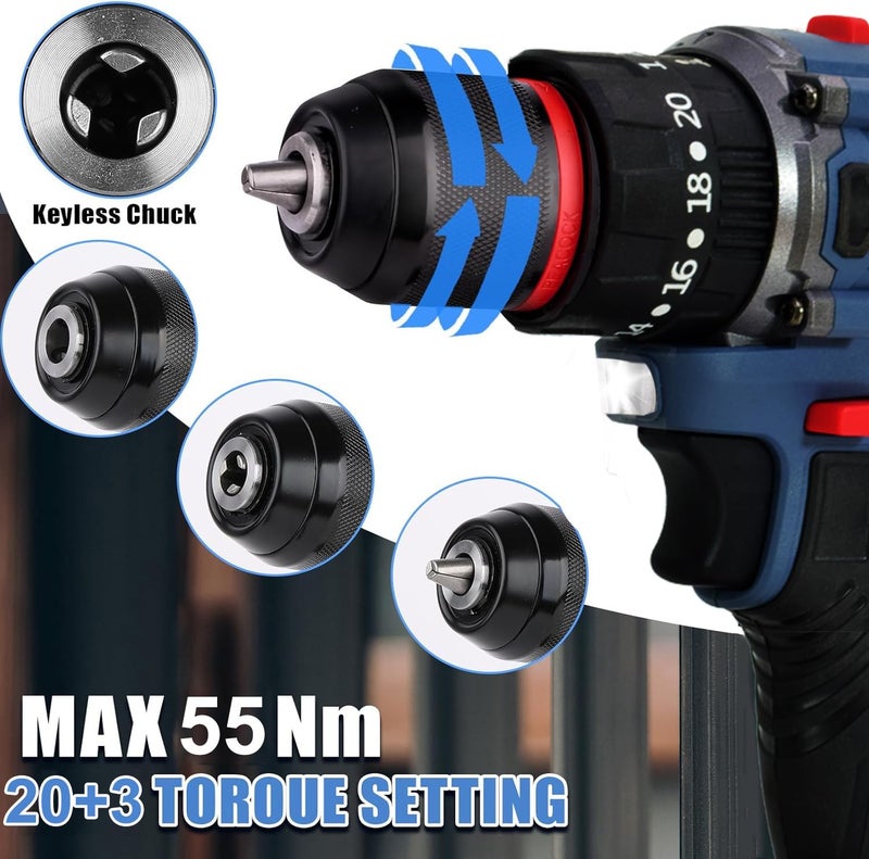 MECRAAF® Metal Chuck Cordless 21V Drill Machine cum Screwdriver 50Nm Torque | Brushless Motor | Compact model | Handy weightless but powerful for Home Appliances | 6 months motor warranty - Image 4