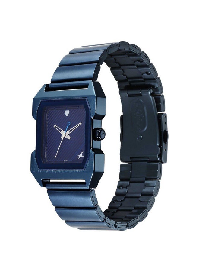 fastrack Men’s Classic Analog Watch 1474QM01 – Blue Leather Strap, Blue Stainless Steel Strap, Elegant Everyday Design - Image 3