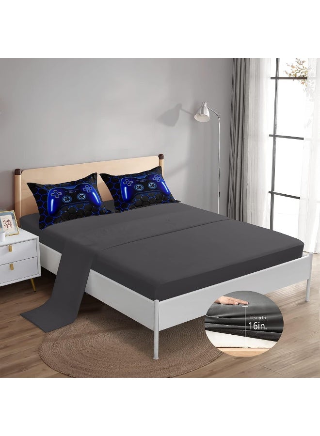 ROWADALO 5 Pieces Bed in A Bag Gamer Bedding Set for Boys Kids Adult Gaming Comforters Set  - Image 3