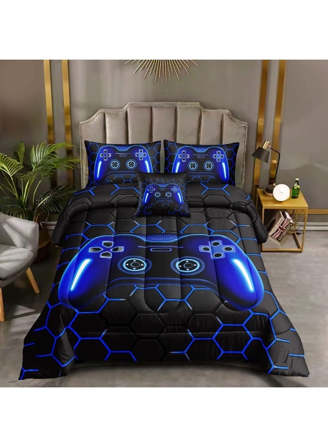 ROWADALO 5 Pieces Bed in A Bag Gamer Bedding Set for Boys Kids Adult Gaming Comforters Set  - Image 2