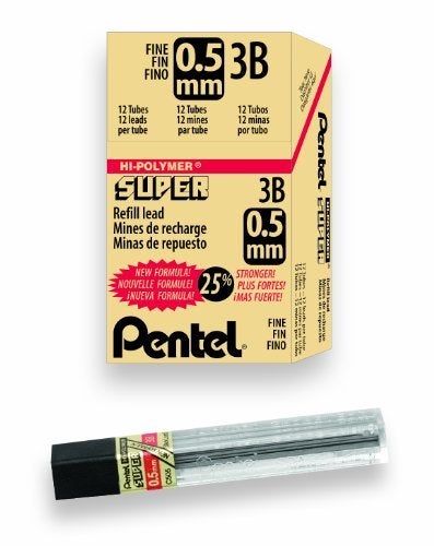 Pentel Super Hi-Polymer Lead Refill, 0.5mm, Fine, 3B, 144 Pieces of Lead (C505-3B) - Image 4