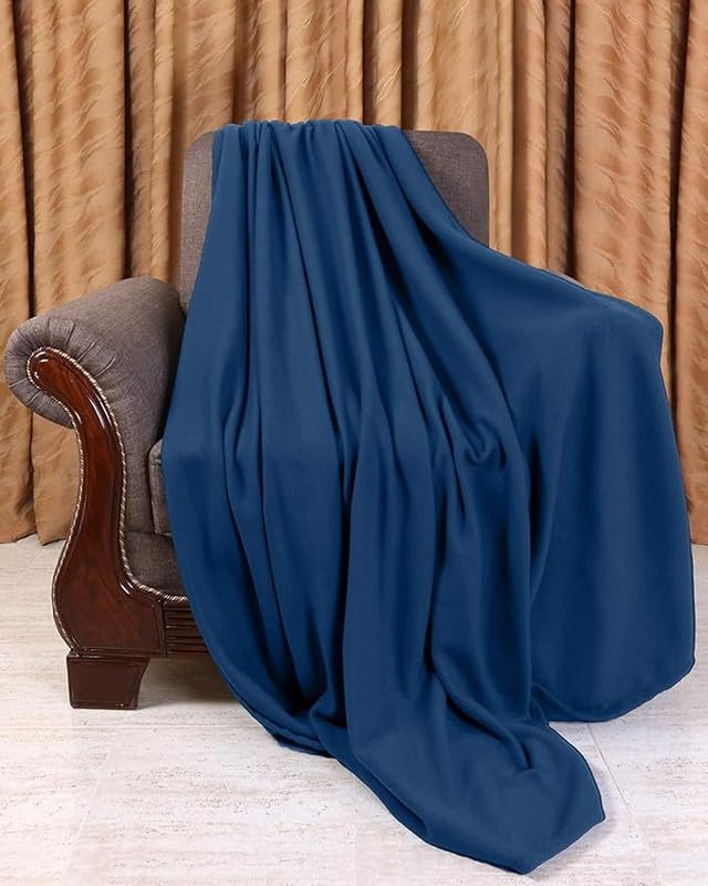 Purav Light Double Bed Fleece Blanket Soft, Lightweight,Woolen, Winter & Traveling Blanket Ideal AC & All-Season Polar Fleece- 90 X 90- Pack of 5, Blue - Image 5
