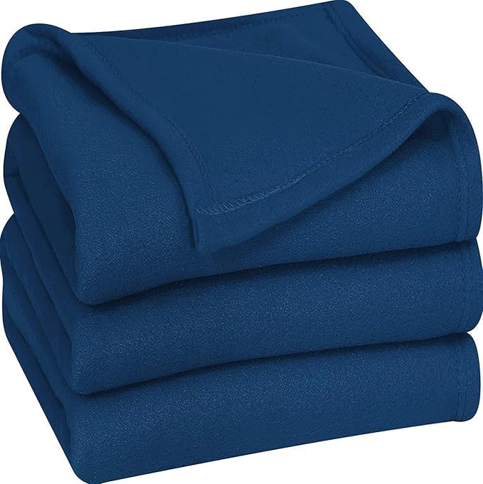 Purav Light Double Bed Fleece Blanket Soft, Lightweight,Woolen, Winter & Traveling Blanket Ideal AC & All-Season Polar Fleece- 90 X 90- Pack of 5, Blue - Image 1