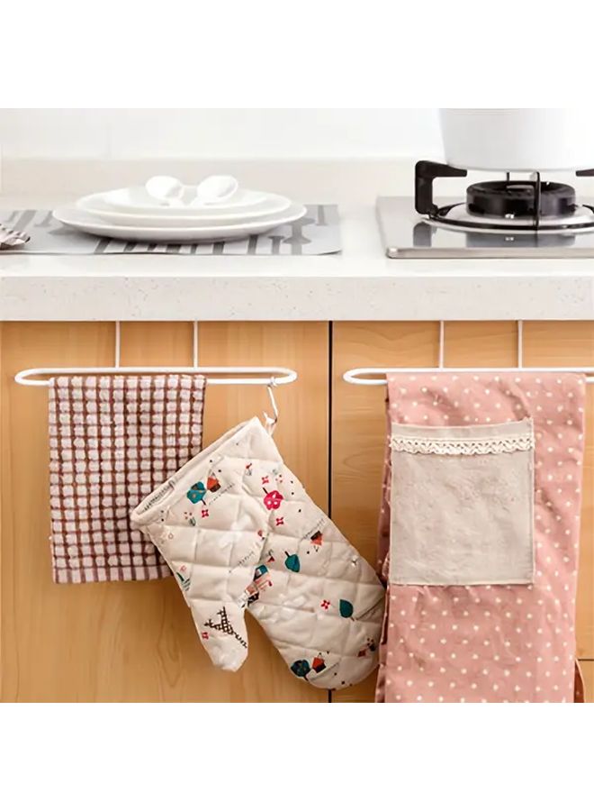 White No Drill Towel Rack Heavy Duty Space Saving Door Hook For Kitchen Bathroom - Image 1