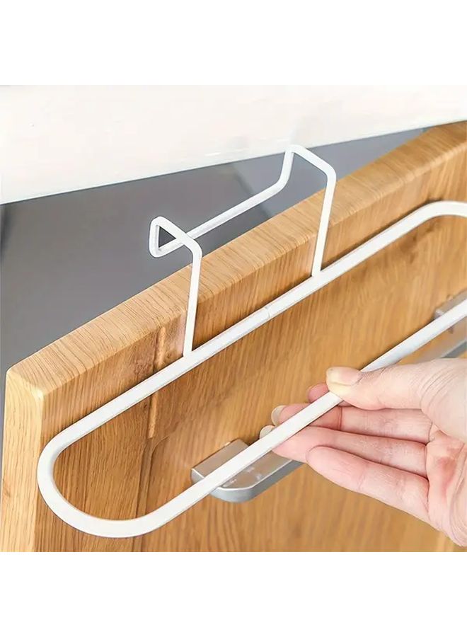 White No Drill Towel Rack Heavy Duty Space Saving Door Hook For Kitchen Bathroom - Image 3