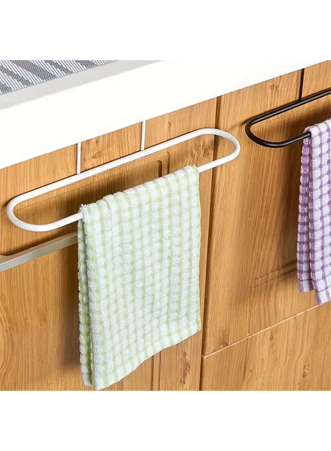 White No Drill Towel Rack Heavy Duty Space Saving Door Hook For Kitchen Bathroom - Image 5