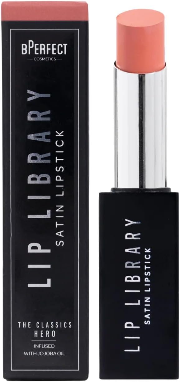 BPerfect Lip Library Lipstick Long Lasting Satin Lipstick Infused with Jojoba Oil Shade Hero Rose Pink Nude