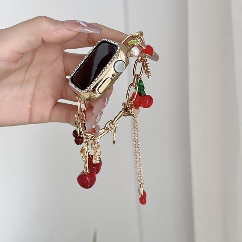 Golden Bow Cherry Adjustable Bracelet for Apple Watch Band 38 41 42mm S10 S11 Women - Image 3