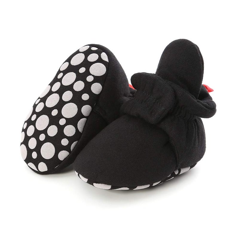HsdsBebe Unisex Newborn Baby Cotton Booties Non-Slip Sole for Toddler Boys Girls Infant Winter Warm Fleece Cozy Socks Shoes(6-12 months) - Image 3