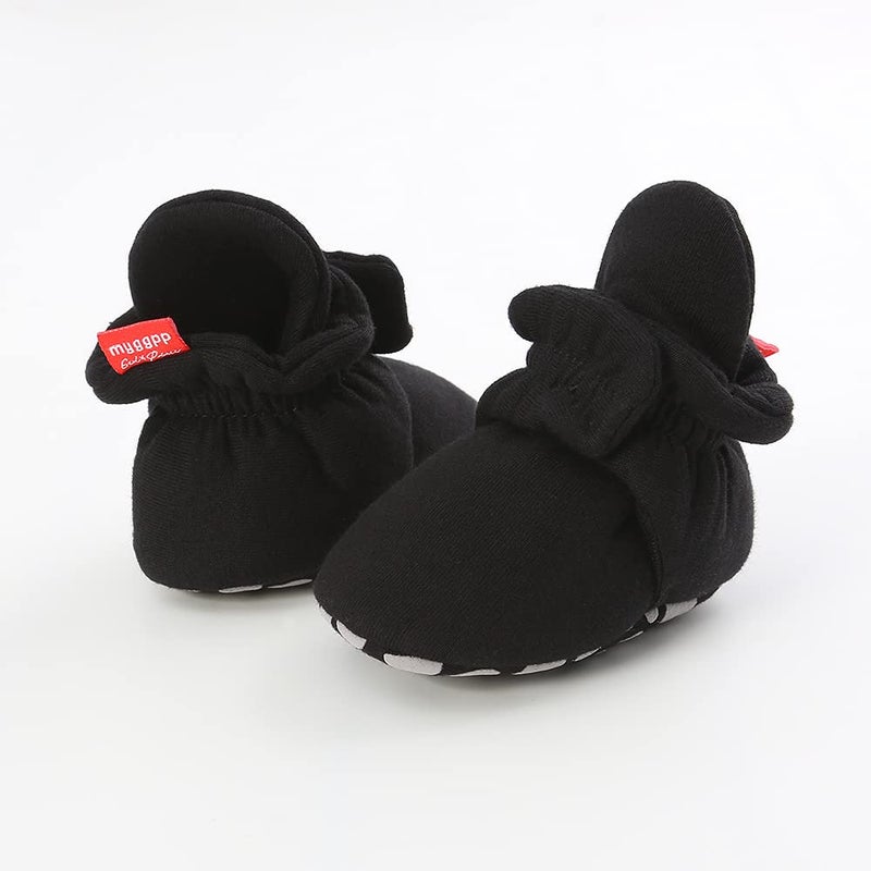 HsdsBebe Unisex Newborn Baby Cotton Booties Non-Slip Sole for Toddler Boys Girls Infant Winter Warm Fleece Cozy Socks Shoes(6-12 months) - Image 4
